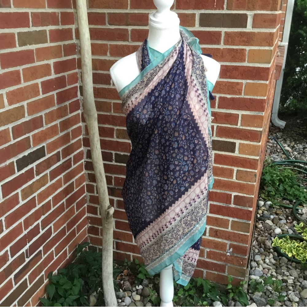 Geometric Swim Coverup Sarong Lightweight Summer Scarf Wrap